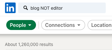 blog not editor boolean search on LinkedIn