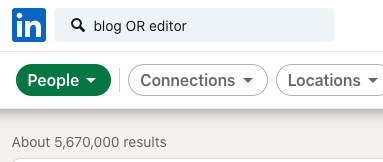 blog or editor boolean search on LinkedIn