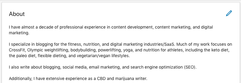 LinkedIn Profile About Section